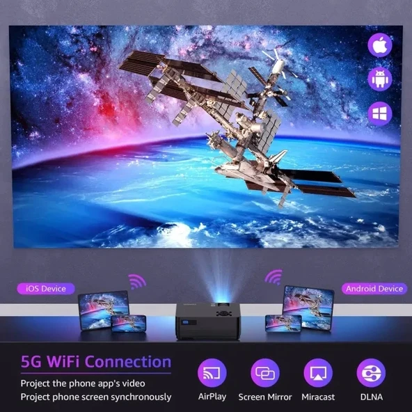 Rocania 12000LM Full Hd Film Projektörü ,5g Wifi-Bluetooth 1080P - 4