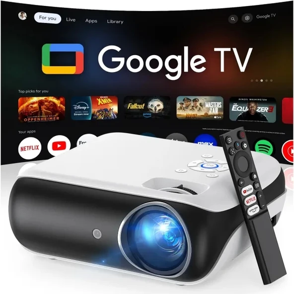 HAPPRUN Yerel 1080P Bluetooth Projektör Google TV System