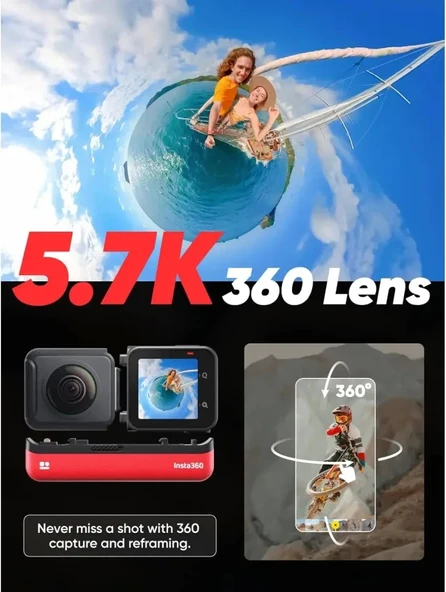Insta360 ONE RS Twin - Suya Geçirmez Pil Setli 4K 60fps Aksiyon Kamerası - 3