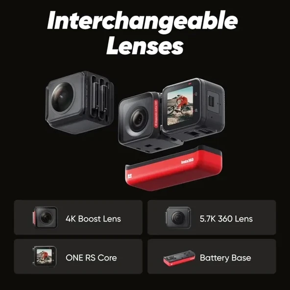 Insta360 ONE RS Twin - Suya Geçirmez Pil Setli 4K 60fps Aksiyon Kamerası - 10