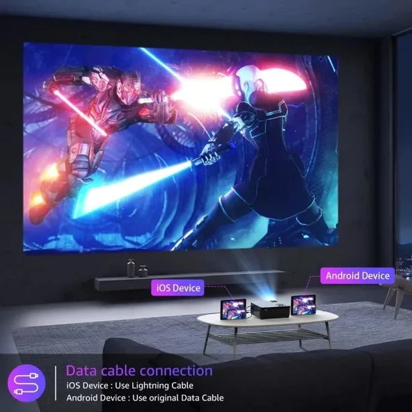 Rocania 12000LM Full Hd Film Projektörü ,5g Wifi-Bluetooth 1080P - 6