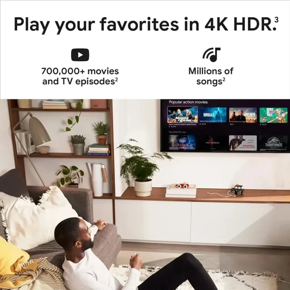 Google Chromecast Tv 4K Medya Oynatıcı Beyaz Sky