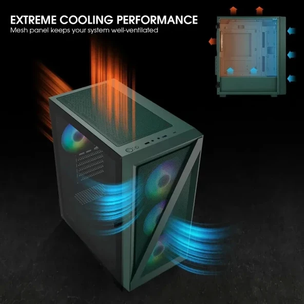 Vetroo M03 Micro ATX Mini ITX Kompakt Oyun Bilgisayarı Kasası - 6