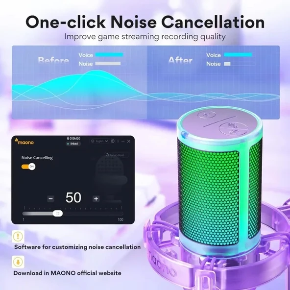 MAONO USB RGB Işıklı Kondenser Oyun Mikrofonu - 2