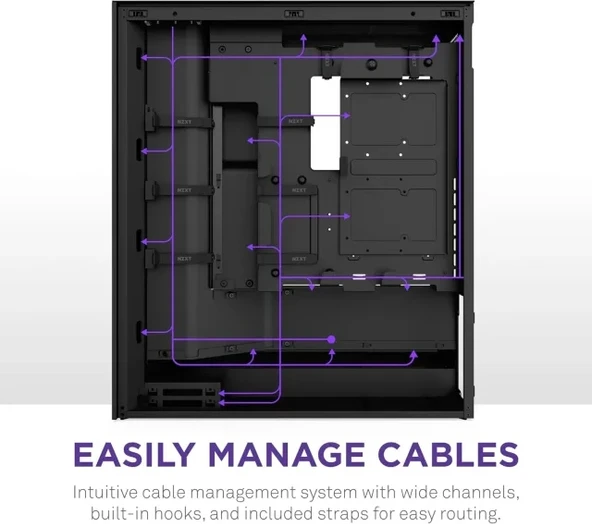 NZXT CM-H71FB-01 ATX Hızlı Çıkarılan Temperli Cam Yan Panel Mid Tower PC Oyun Kasası - 6