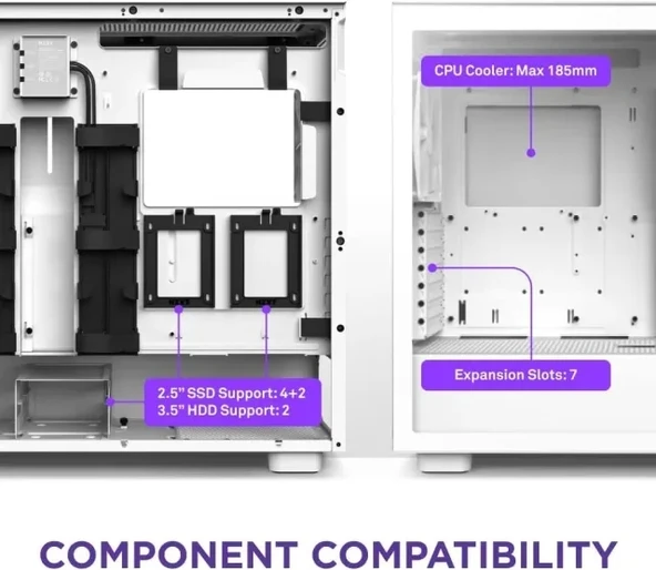 NZXT CM-H71FB-01 ATX Hızlı Çıkarılan Temperli Cam Yan Panel Mid Tower PC Oyun Kasası - 7