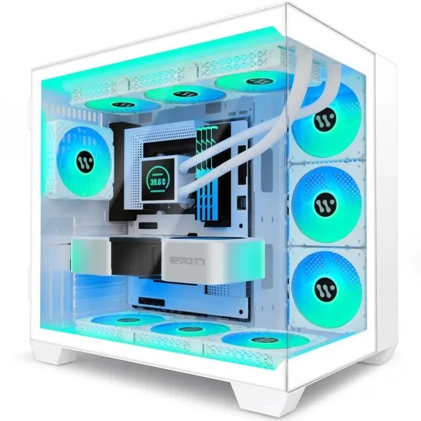 AMANSON ATX Mid Tower Çift Temperli Camlı Oyun Bilgisayarı Kasası - 8