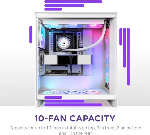 NZXT CM-H71FB-01 ATX Hızlı Çıkarılan Temperli Cam Yan Panel Mid Tower PC Oyun Kasası - 7
