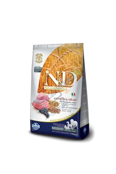 N&D Köpek Maması Medium & Maxi Az Tahıllı Kuzu Kılçıksız Buğday Yulaf Yaban Mersini 2.5 Kg ürün görseli