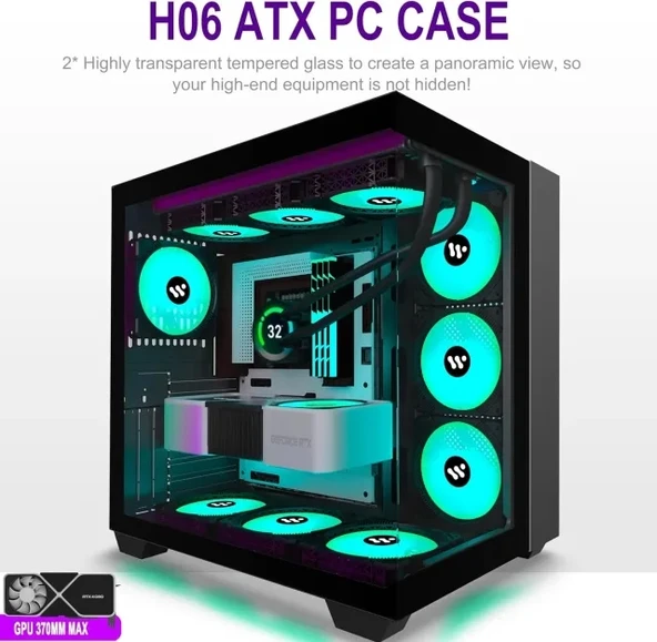 AMANSON ATX Mid Tower Çift Temperli Camlı Oyun Bilgisayarı Kasası - 10