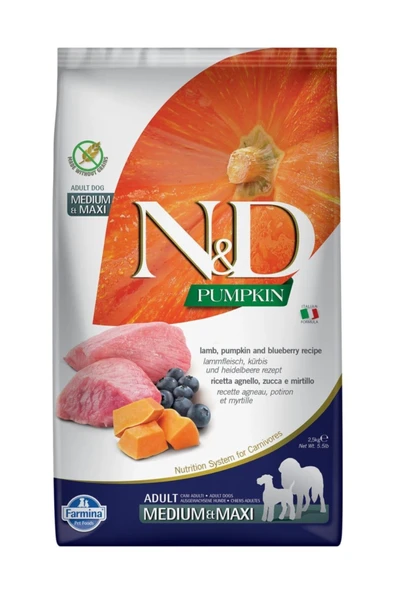 N&D Köpek Maması Kuzu Etli Balkabaklı Medium Maxi 2.5 Kg ürün görseli
