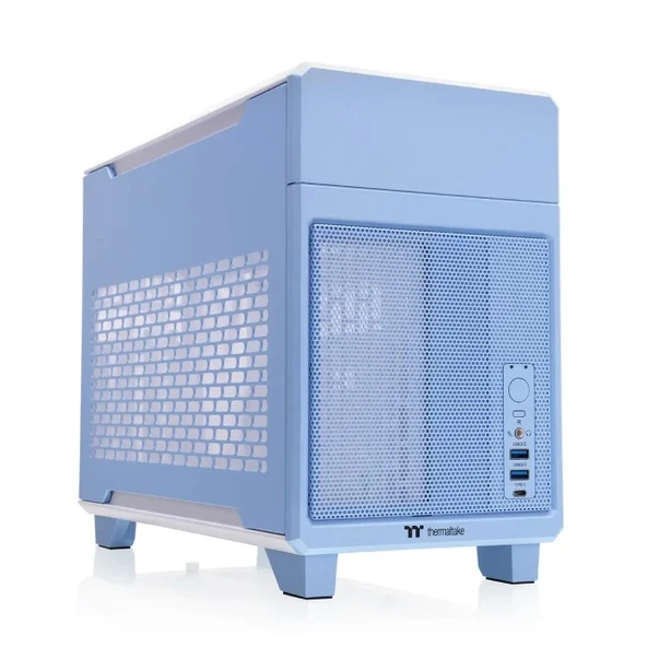 Thermaltake Core V21 SPCC Mikro ATX Mini ITX Cube Oyun Bilgisayarı Kasası TR100 Hydrangea Blue
