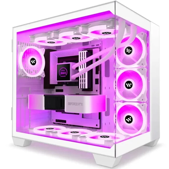 AMANSON ATX Mid Tower Çift Temperli Camlı Oyun Bilgisayarı Kasası WHITE