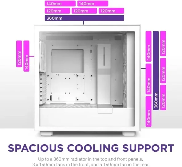NZXT CM-H71FB-01 ATX Hızlı Çıkarılan Temperli Cam Yan Panel Mid Tower PC Oyun Kasası - 4
