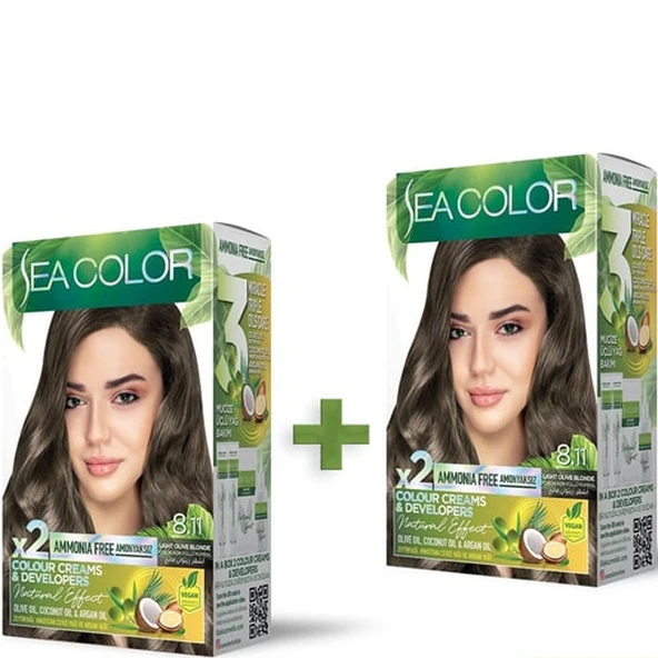 Sea Color Natural Effect 8 11 Yoğun Açık Küllü Kumral Amonyaksız 2 li Kutu