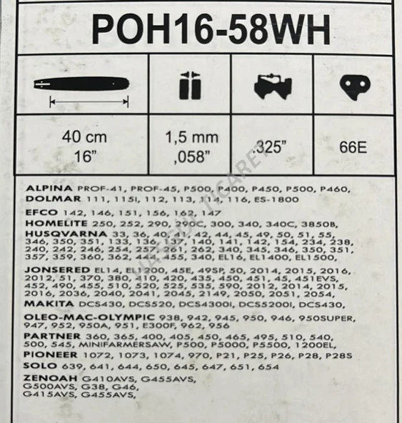 Hsgl Motorlu Testere Husq   137  140 142  3/25 32 Diş Kılavuz  POH16-58WH dolmar alpına jonsered solo - Resim 3