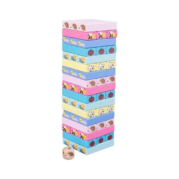 AKILLIELMA-KIZILKAYA AHŞAP RENKLİ 51 PARÇA JENGA KZL-2102100 - 3