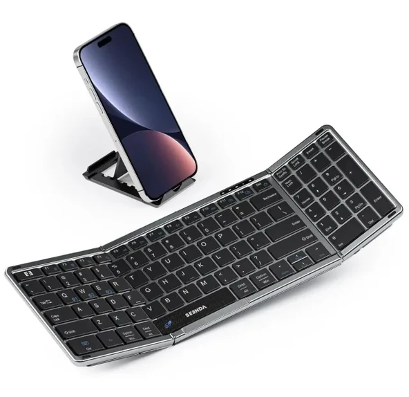 seeda Tuş Takımlı Katlanabilir Bluetooth Klavye Black and Dark Grey