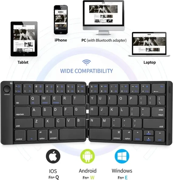 Samsers Katlanabilir Bluetooth Klavye (Stand Tutuculu) - 2