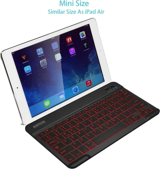 Arteck HB030B Taşınabilir 7 Renkli Arkadan Aydınlatmalı Bluetooth 3.0 Klavye - 4