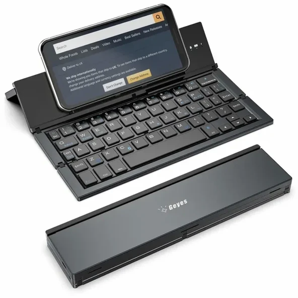 Geyes Katlanır Bluetooth Klavye Foldable Bluetooth Keyboard Black
