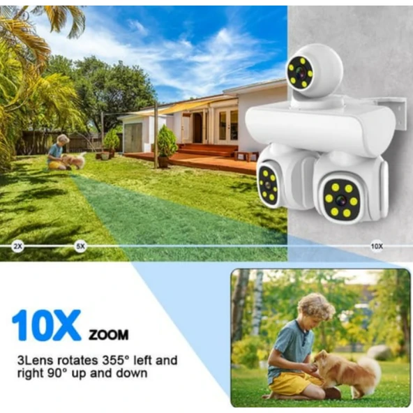 Ozmik CMR69 3in1 PTZ kameralar wifili Ip dış mekan güvenlik kamerası gece görüş 2 yönlü ses - Resim 6