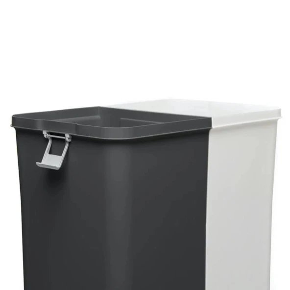 Motek Antrasit+Beyaz İkili Dokunmatik Kirli Çamaşır Sepeti 80 Litre - 4