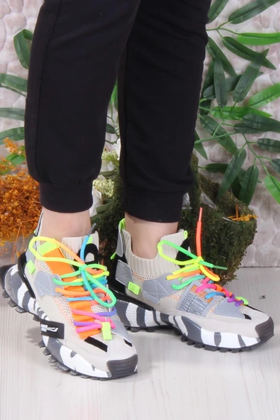 Fort GJ Elanur Rahat Kalın Taban Özel Tasarım Sneaker Kadın Spor Ayakkabı - Resim 12