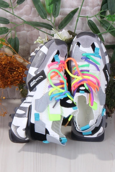 Fort GJ Elanur Rahat Kalın Taban Özel Tasarım Sneaker Kadın Spor Ayakkabı - Resim 10