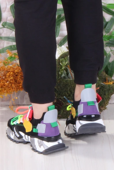 Fort GJ Elanur Rahat Kalın Taban Özel Tasarım Sneaker Kadın Spor Ayakkabı - Resim 4