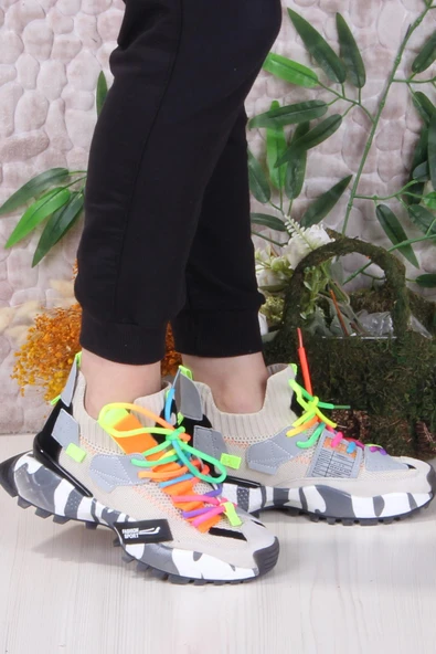 Fort GJ Elanur Rahat Kalın Taban Özel Tasarım Sneaker Kadın Spor Ayakkabı - Resim 11