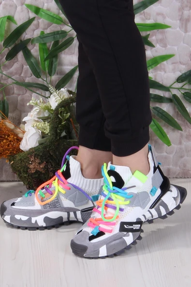 Fort GJ Elanur Rahat Kalın Taban Özel Tasarım Sneaker Kadın Spor Ayakkabı - Resim 8