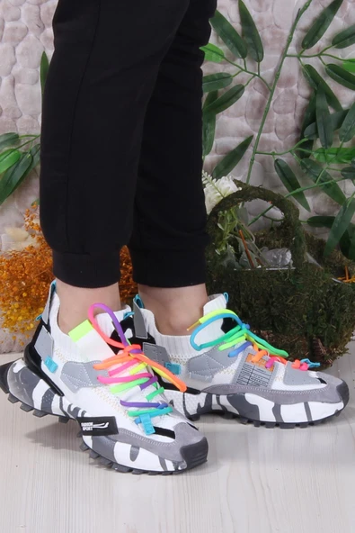 Fort GJ Elanur Rahat Kalın Taban Özel Tasarım Sneaker Kadın Spor Ayakkabı - Resim 6