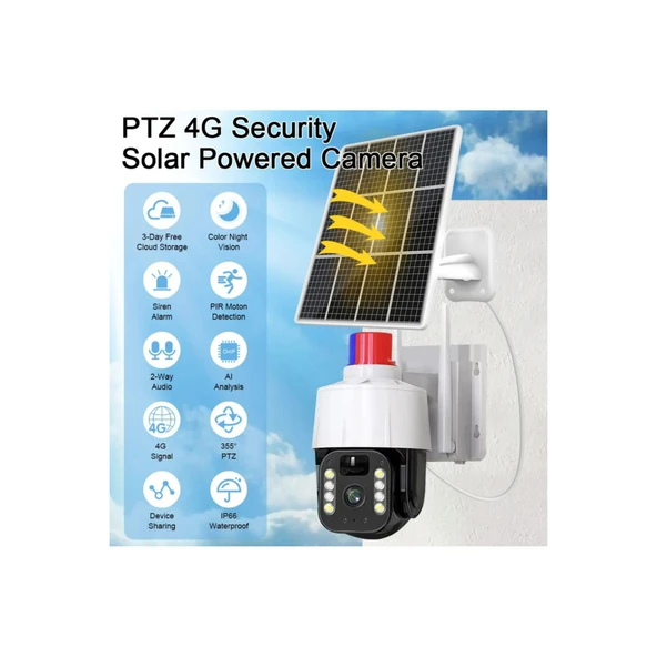 Ozmik CMR46 Güneş Panelli Sim Kart Ile Çalışan 4g+ Wi-Fi 5mp Outdoor Dış Mekan Güvenlik Kamerası - Resim 4