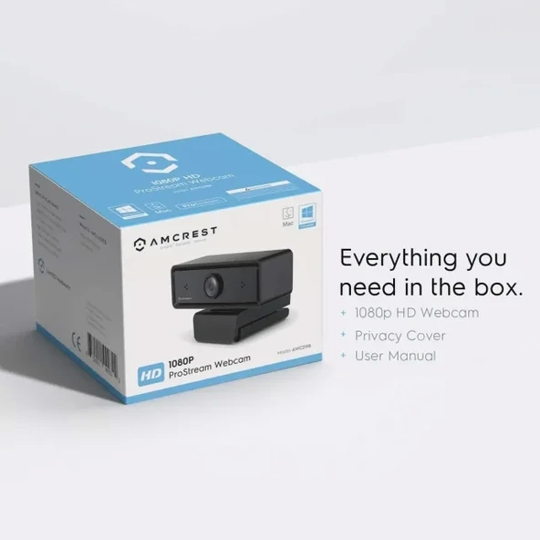 Amcrest Masaüstü İşletme Sınıfı Çift Mikrofonlu 1080P Web Kamerası AWC2198 - 8