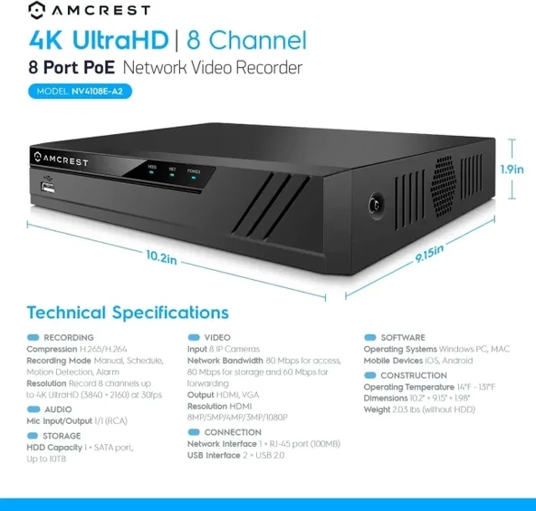Amcrest 4K Güvenlik Kamera Sistemi 4K 8MP - 5