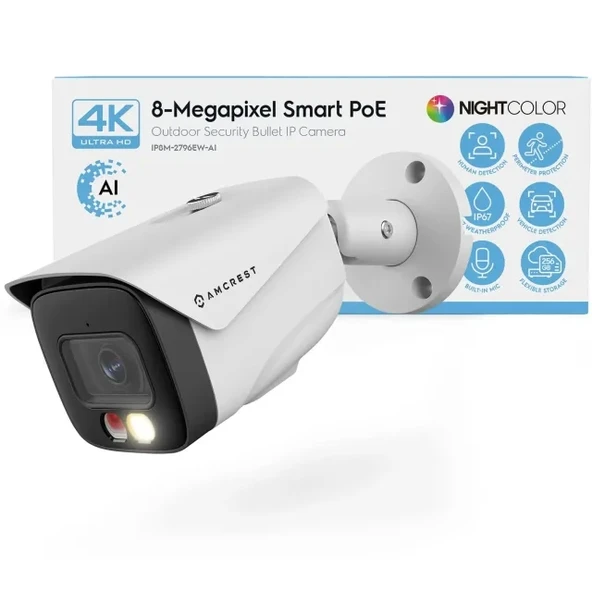 Amcrest UltraHD 4K (8MP) IP PoE AI 15fps Kamera Beyaz White