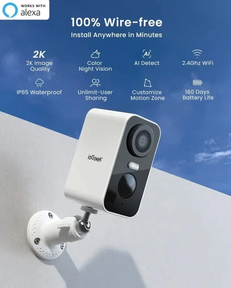 ieGeek Kablosuz Pille Çalışan WiFi Güvenlik Kamerası - 9