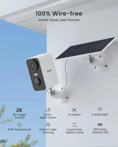 ieGeek Kablosuz Pille Çalışan WiFi Güvenlik Kamerası - 8