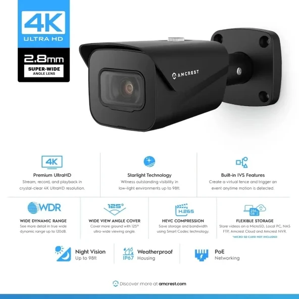 Amcrest 4K Güvenlik Kamera Sistemi 4K 8MP - 6