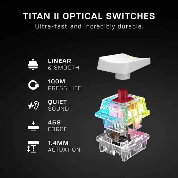 ROCCAT Pro Tenkeyless Lineer Optik Titan Switch PC Oyun Klavyesi - 5