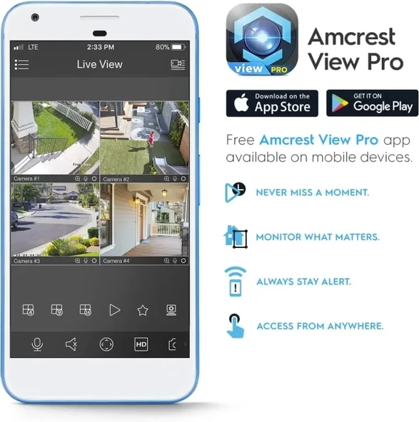 Amcrest 5 Megapiksel Wedge IP PoE AI 20fps Kamera Beyaz - 8