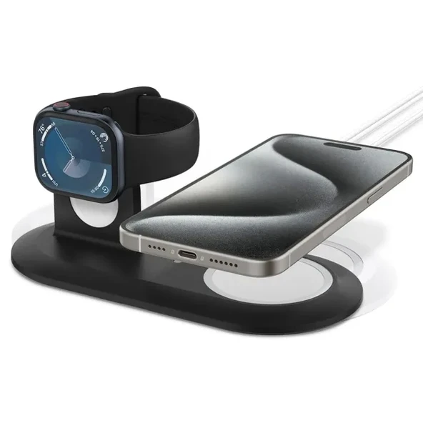 Spigen MagFit Duo 2in1 MagSafe & Apple Watch ile Uyumlu Stand Dock Ünitesi - 8