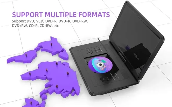 BOIFUN Taşınabilir DVD Oynatıcı 15.6" Geniş HD Ekran - 4