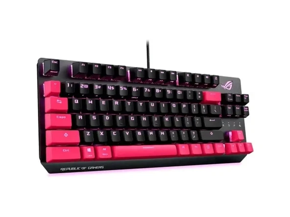 ASUS ROG Strix Scope TKL Mekanik Oyun Klavyesi ROG Cherry MX Red Switches Pembe