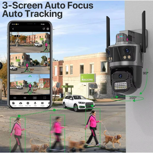 Ozmik CMR56 6K HD IP kamera Wifi üç Lens üç  güvenlik PTZ kamera 6MP Dış mekan - 3