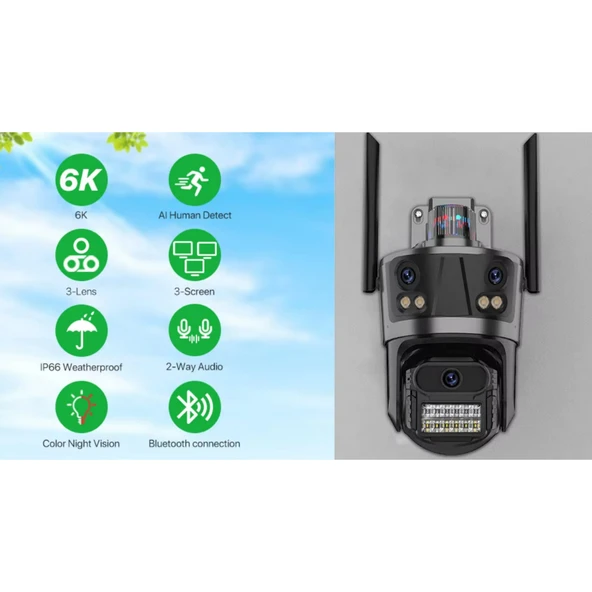 Ozmik CMR56 6K HD IP kamera Wifi üç Lens üç  güvenlik PTZ kamera 6MP Dış mekan - 2
