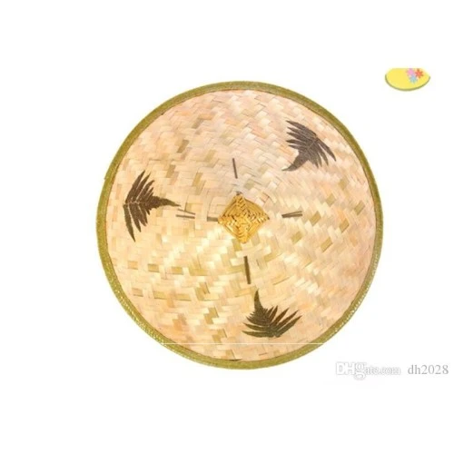 Naturel Renk Cambodia Kamboçyalı Vietnam Şapkası PVC Hasır - 4