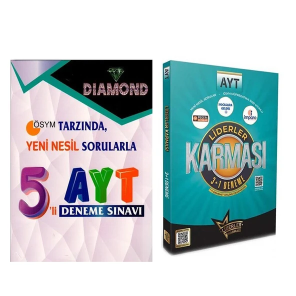 Liderler Karması AYT 3 + 1 ve Gür Yayınları AYT Dıamond 5 li Deneme Seti 2 Kitap