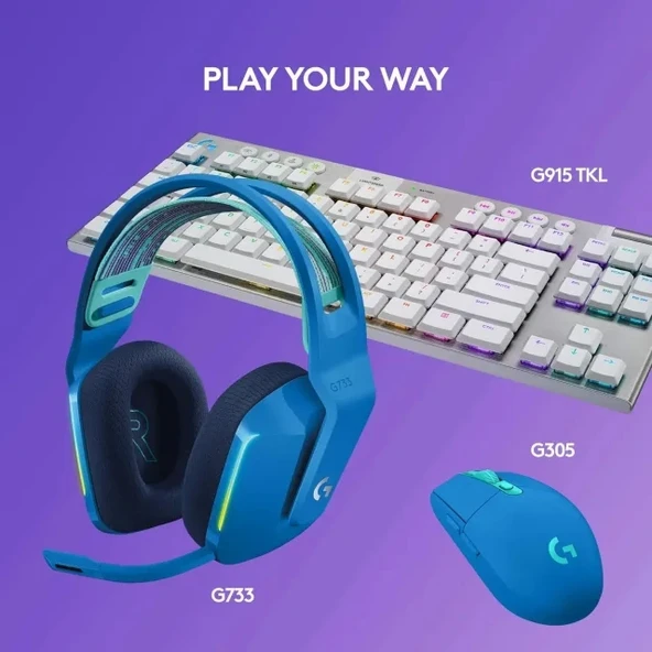 LOGİTECH G G733 LIGHTSPEED Kablosuz Oyuncu Kulaklığı Mavi Kulaklık - 8